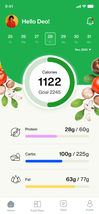 Glimpse of the My Calorie Check app