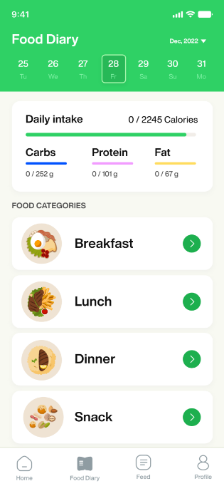 Glimpse of the My Calorie Check app